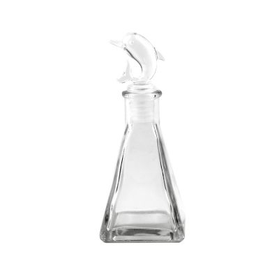 Rectangular pyramid glass Diffuser bottle 100ml with animal cork 