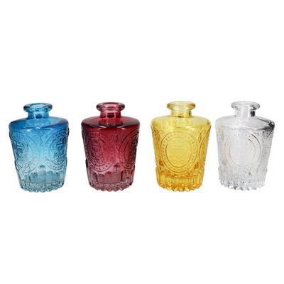 140ml Colorful Embossed Crystal Clear Glass Vase Decorate Diffuser Bottle 
