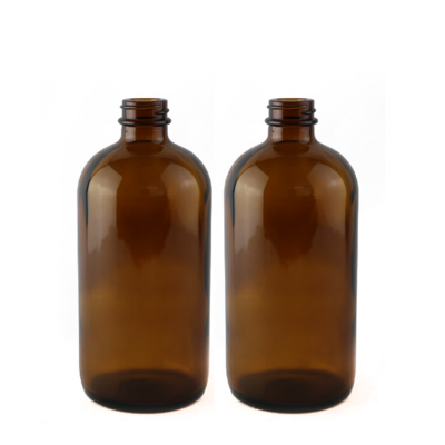 Wholesale16oz boston round beer glass bottle amber 500ml medicine glass bottle 