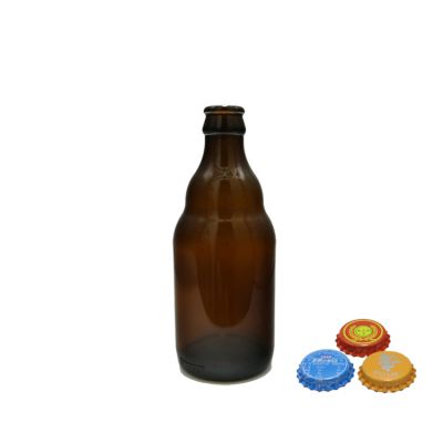 amber 330ml glass bottle for beer with crown