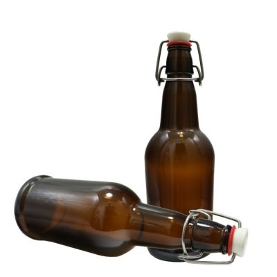 Wholesale stocked 500ml amber glass beer swing top drinking bottles 