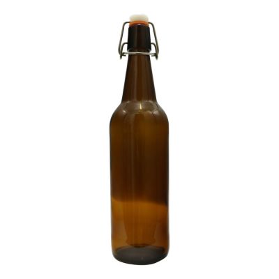 750ml amber beer glass bottle frosted flip top beer bottle