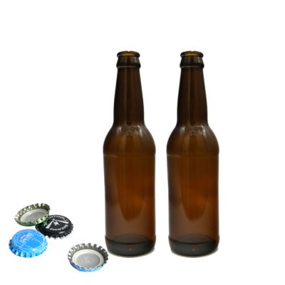 330ml amber beer glass bottle with crown cap 