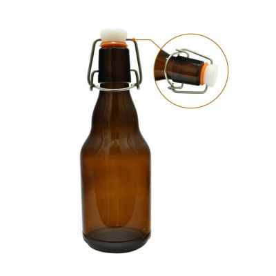 Empty 330ml brown/amber beverage glass beer swing top bottle 