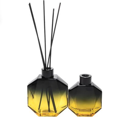 Fancy unique hexagonal shape colorful fragrance perfume bottle aroma 100ml glass diffuser bottle with sticks 