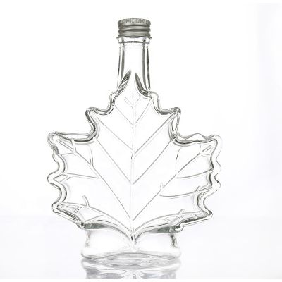 250ml Fancy Maple Leaf Glass Wine Bottles With Cap 
