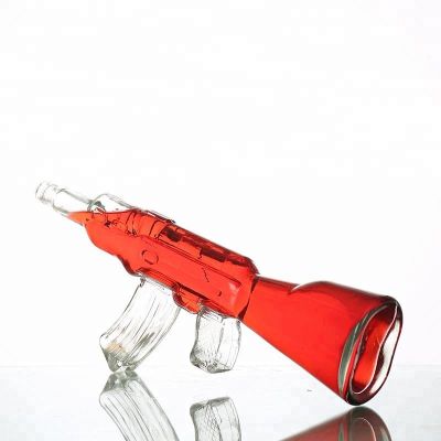 Gun Shape Transparent Glass Wine Bottle 