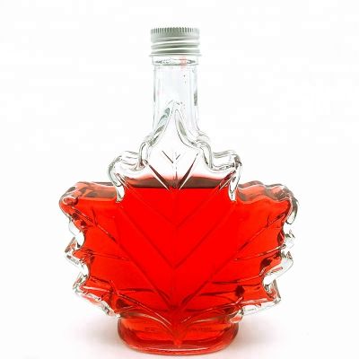 250ml Maple Leaf Shape Glass Wine Bottle With Aluminum Cap 