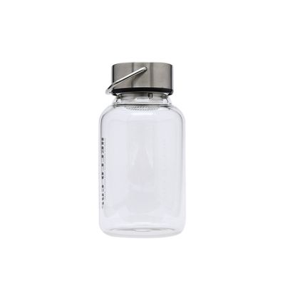 High Borosilicate Heat Resistant Glass Water Bottle with Metal Lid 