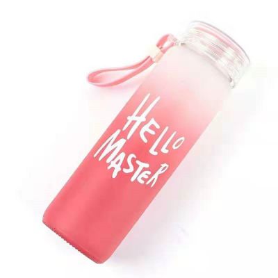 480ML High Quality Rainbow Frosted Color Glass Water Bottle with Holder 
