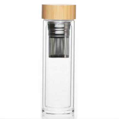 drinkware type bamboo glass water bottle with infuser 