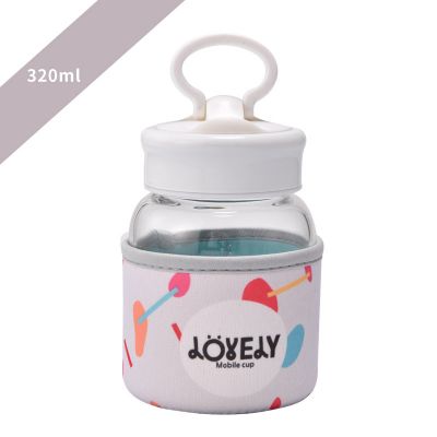 Customized LOGO creative mobile phone holder glass water bottle insulated Portable flower tea bottle 