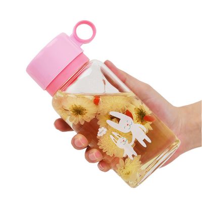 Hot selling Fashion Design clear Portable glass drinking water bottle for Touring