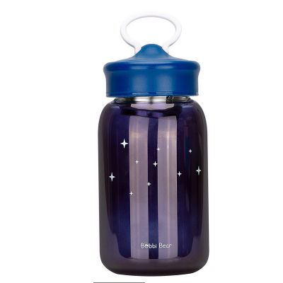 Custom logo creative 450ml cartoon heat-resistant glass water bottle cute ins style frosted beverage water bottle 