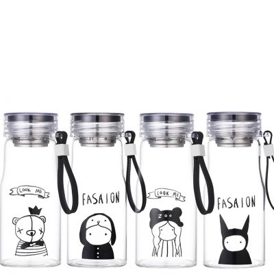 South Korean Creative Gift Children Cartoon Fruit Flower Tea Cup Men and Women Custom Made Logo Glass Water Bottle Cup 