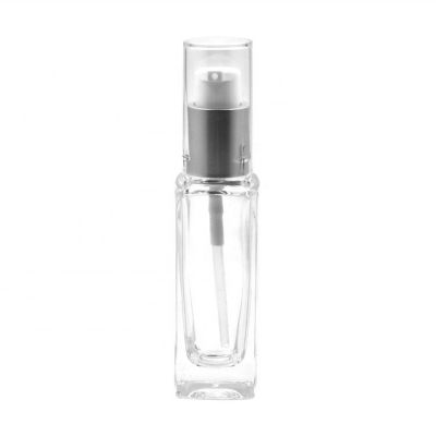 new design empty square 30ml travel lotion glass bottle with pump 