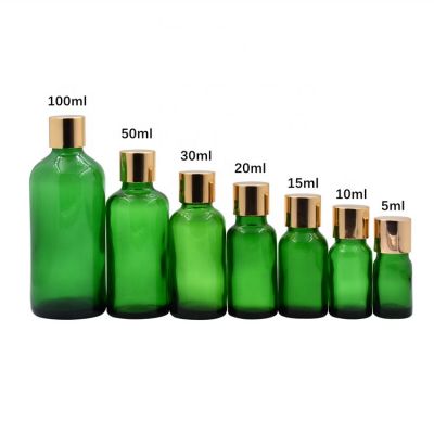 wholesale 5ml 10ml 50ml empty green glass essential oil bottle with cap 