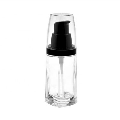wholesale unique square glass cosmetic lotion pump bottle 