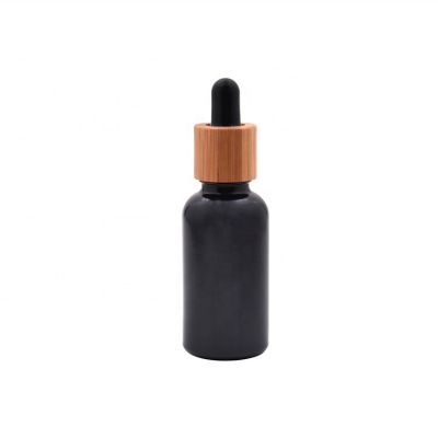 10ml 30ml 50ml original black glass essential oil dropper bottle with bamboo cap 