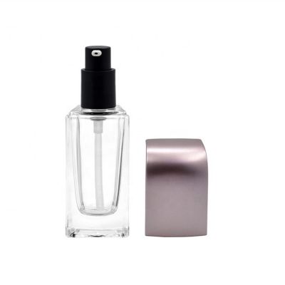 wholesale empty square cosmetic lotion pump glass bottle 