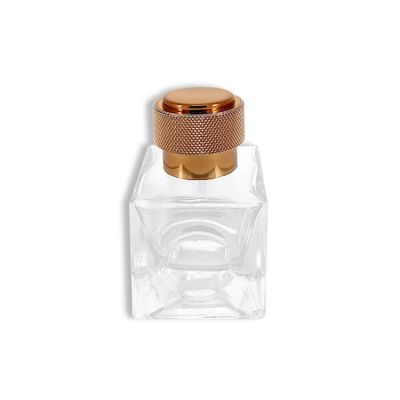 30ml clear rectangular glass perfume bottle with K-resin cap for sales 