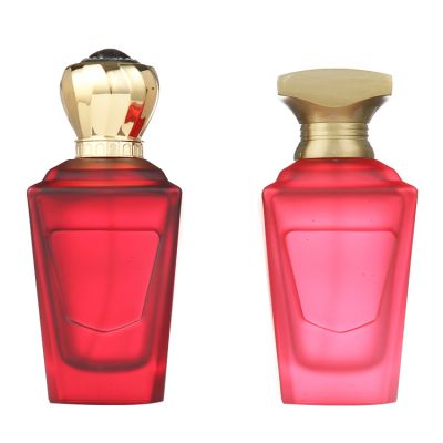Custom Luxury Wine Red Trapezoid Glass Spray Perfume Bottle 100ml with Zamac CAP 