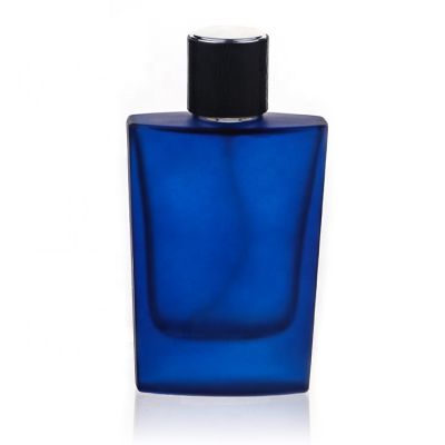 New Fashion Empty Frosted Glass Blue Cologne Bottle Perfume 50ml Spray Bottles For Men