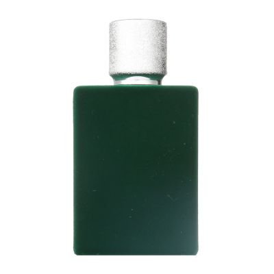 square empty green spray glass bottles perfume bottles 50ml with lid 