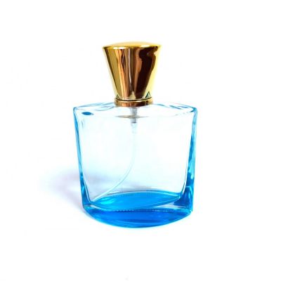 Oval Flat Elegant Empty Dodger Blue Royal Blue 100ml Glass Perfume Bottle 