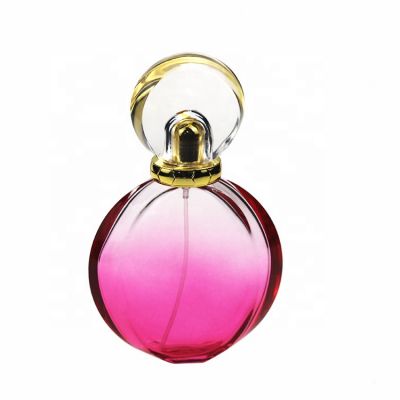 2020 New Design Round Pink Perfume Bottle 90 ml With Clear Cap For Women