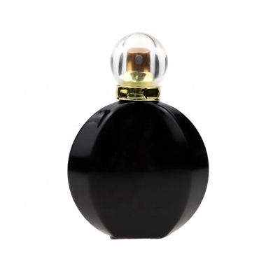 Luxury Custom Flat Round Black 30ml Glass Perfume Spray Bottle 