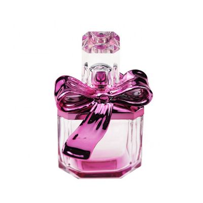 Luxury Square Purple Fancy Flower Cap 50ml Spray Glass Bottles For Perfume