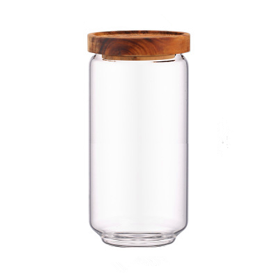 1000ml/35oz household storage tank seal tank with bloom and wooden lid