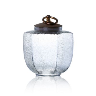 Hot Sale 500ML Custom Handmade High Borosilicate Clear Round Bottom Fancy Food Storage Glass Coffee Pyrex Glass Jar with Lid