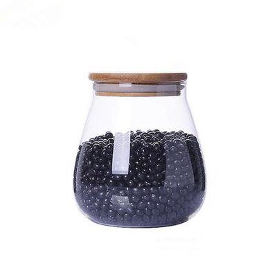 High Borosilicate Heat Resistant Clear Glass Storage Food Jar for Home with Wooden Lid