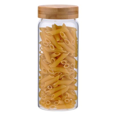 820Ml Borosilicate Glass Storage Jar Bottle With Screw Bamboo Lid 