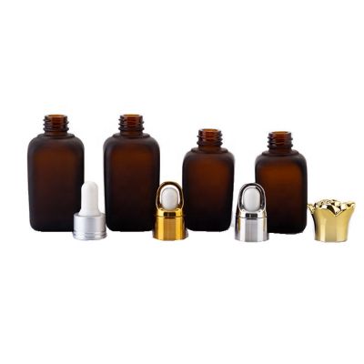 Square essential oil bottles 15ml 30ml 50ml amber color glass essential oil press dropper bottles