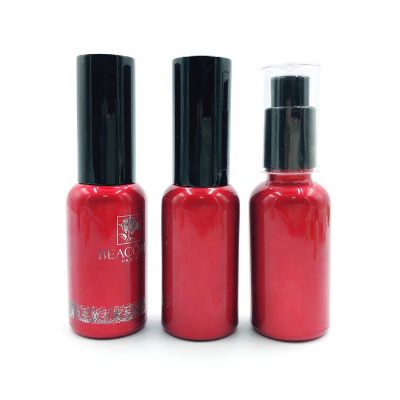 30ML Electroplating Red Glass Serum Bottle with Gold/Rose Gold Dropper 