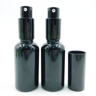 50ml Empty Matte Black Essential Oil Glass Bottles with pump spray with lids