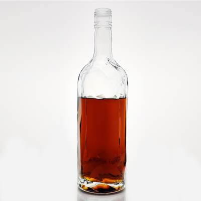suppliers luxury Unique brandy antique neck finish screw top special shape empty clear whiskey Rum 750 ml bottle 