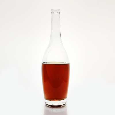 Notch Deboss glass base engrave Flaring Finish High-Level White Frosting Fancy whisky Wine 750ml Empty liquor glass bottle
