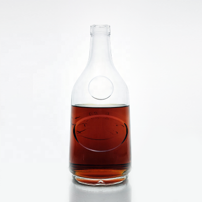 Round Shape Spirit Glass Bottle 700ml Vodka Bottle With Cork Stopper Wholesale 700ml Fancy Liquor Glass Bottle