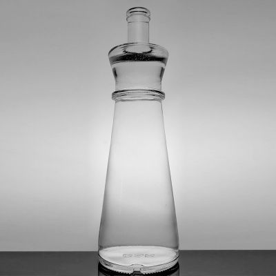 Empty Extra White Spirit Bottle 1 liter Round Shape 1000ml Vodka Bottle Wholesale Liquor Glass Bottle 1l With Cork Stoppers