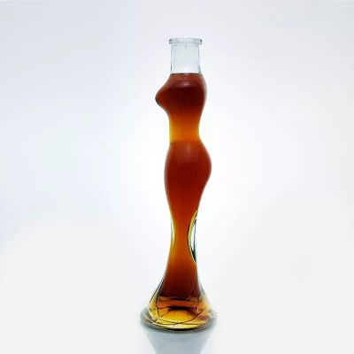 bespoke Gin Rum Brandy empty unique shaped glass bottle 300 ml body shaped glass bottle 