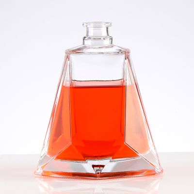 Wholesale Custom Creative Design Short Neck Transparent Glass Bottle For Whiskey brandy 