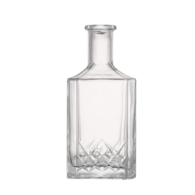 Factory price 600 ml flat square finished liquor wine glass bottles with stopper