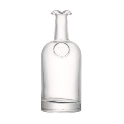 Fancy Empty Clear Custom Design Logo Liquor Wine 500 ml Glass Bottle With Stopper 