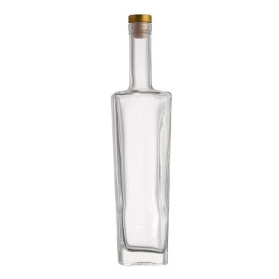 Factory flint clear flat square glass empty bottle wine liquor glass 500 ml with stopper 
