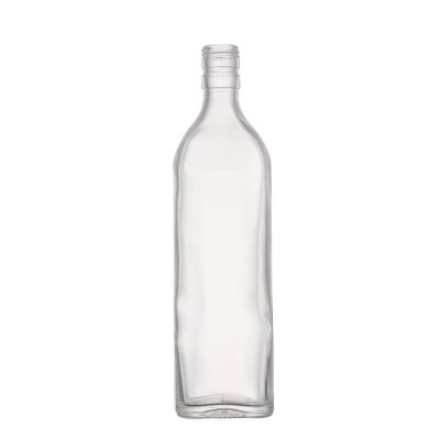 Empty 25oz 750ml custom clear square wine liquor vodka gin whisky glass bottles with stopper 