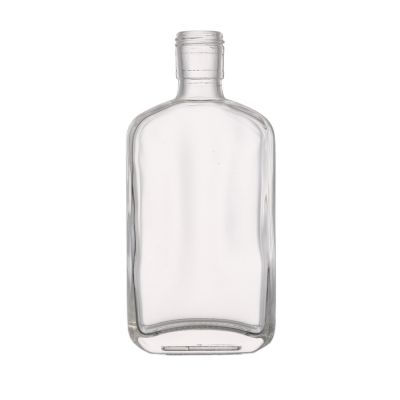 Empty 250 ml square flat clear glass liquor bottle aluminum screw lid for vodka